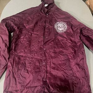 Burgundy windbreaker jacket streetwise